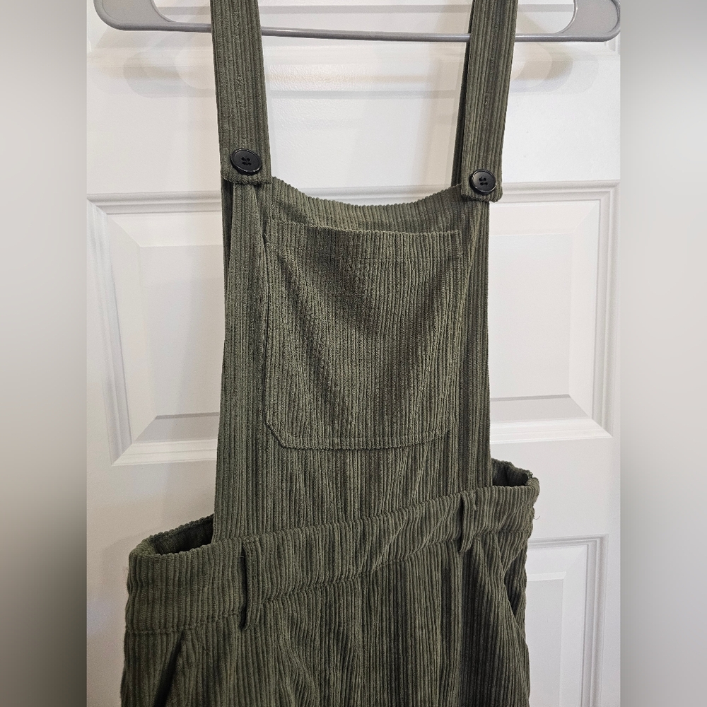 Olive Green Corduroy Overalls